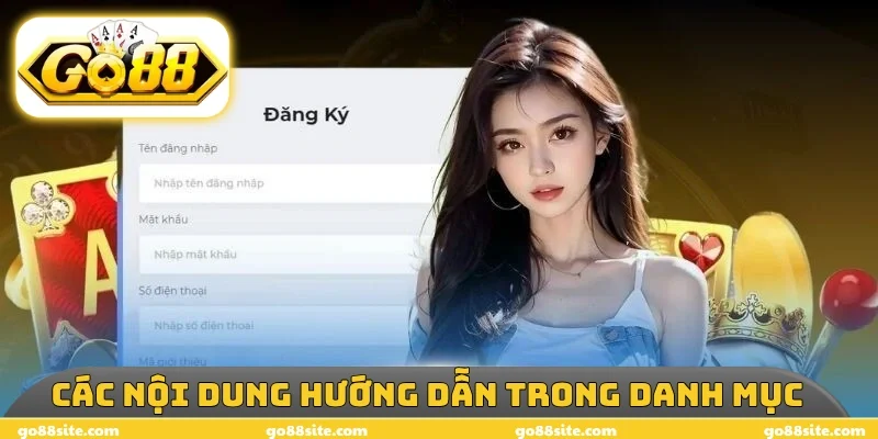 Các nội dung hướng dẫn trong danh mục