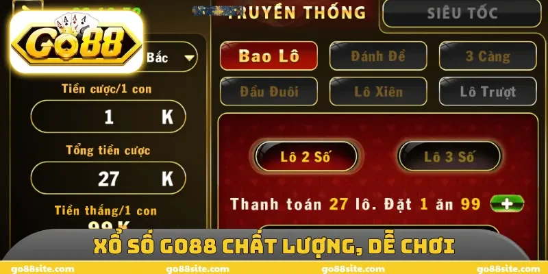 Xổ số GO88 chất lượng, dễ chơi